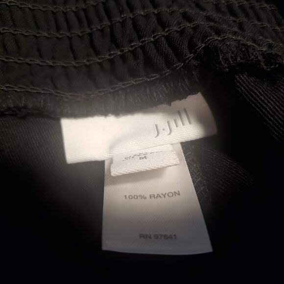 J. Jill Size M/L Black Cropped Wide Leg Pull On Rayon Pants Wide Waistband - Picture 6 of 10